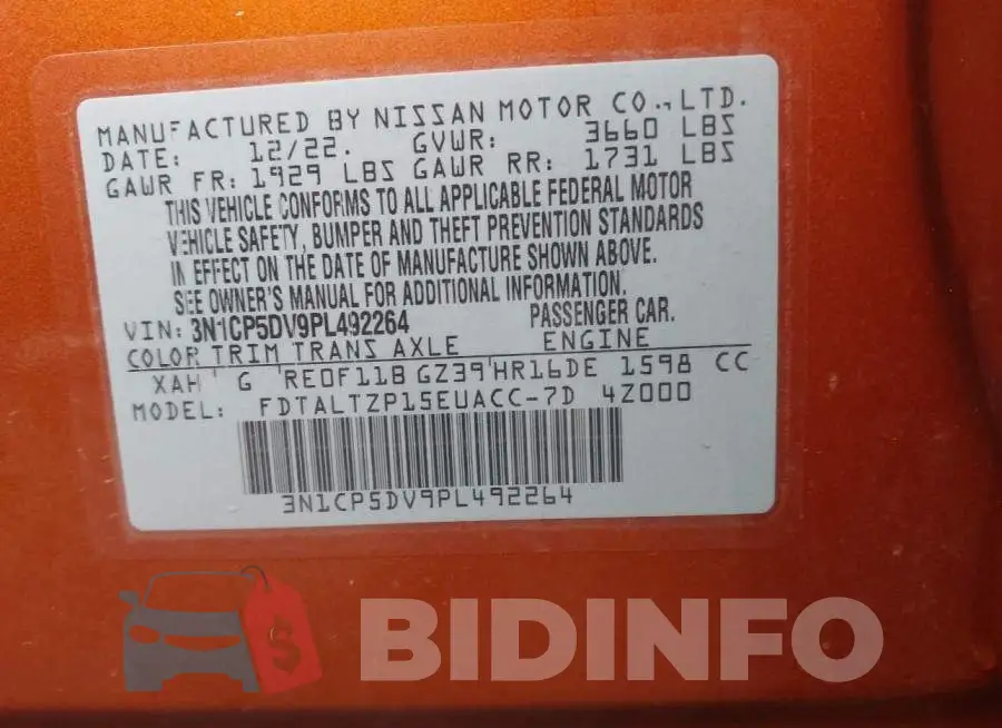 3N1CP5DV9PL492264 Photo# 9