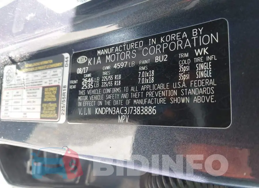 KNDPN3AC3J7383886 Photo# 9