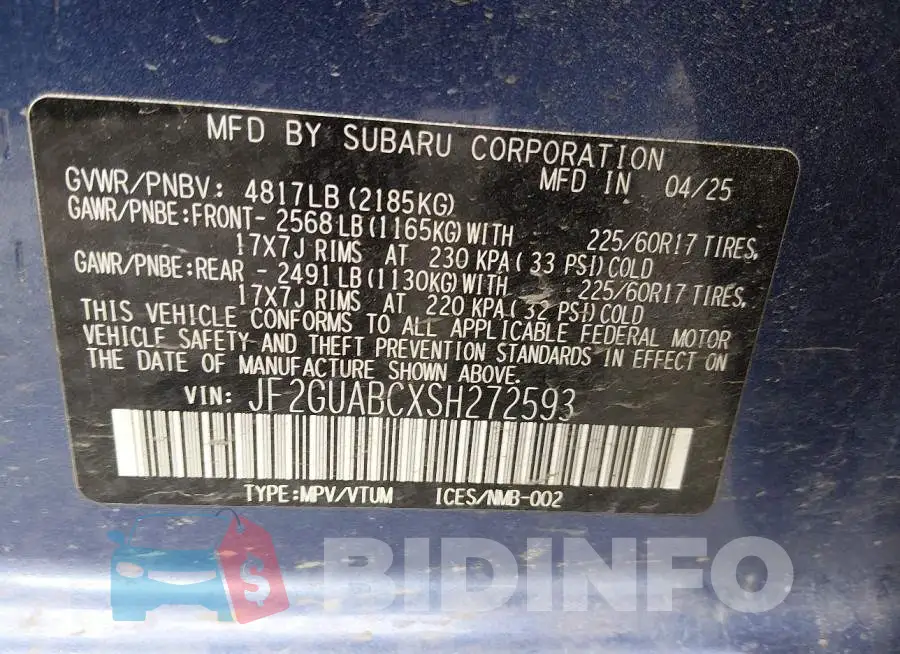 JF2GUABCXSH272593 Photo# 9