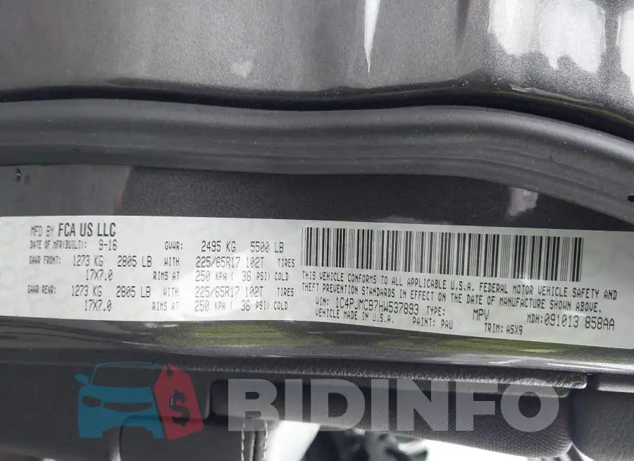 1C4PJMCB7HW537893 Photo# 9