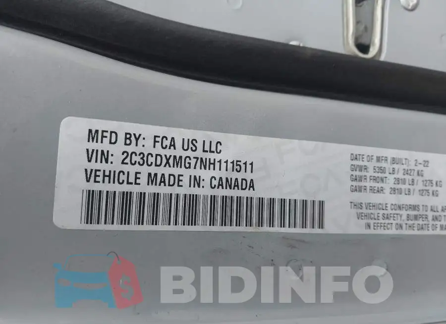 2C3CDXMG7NH111511 Photo# 9