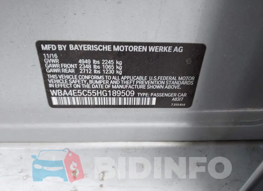 WBA4E5C55HG189509 Photo# 9