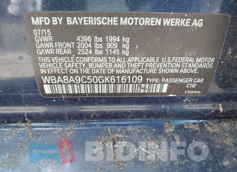 WBA8A9C50GK616109 Photo# 9