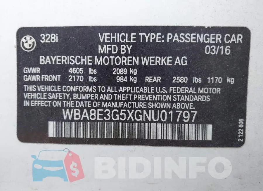 WBA8E3G5XGNU01797 Photo# 9