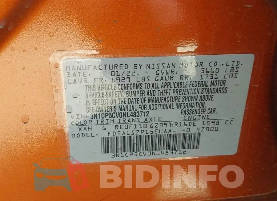 3N1CP5CV0NL483712 Photo# 9