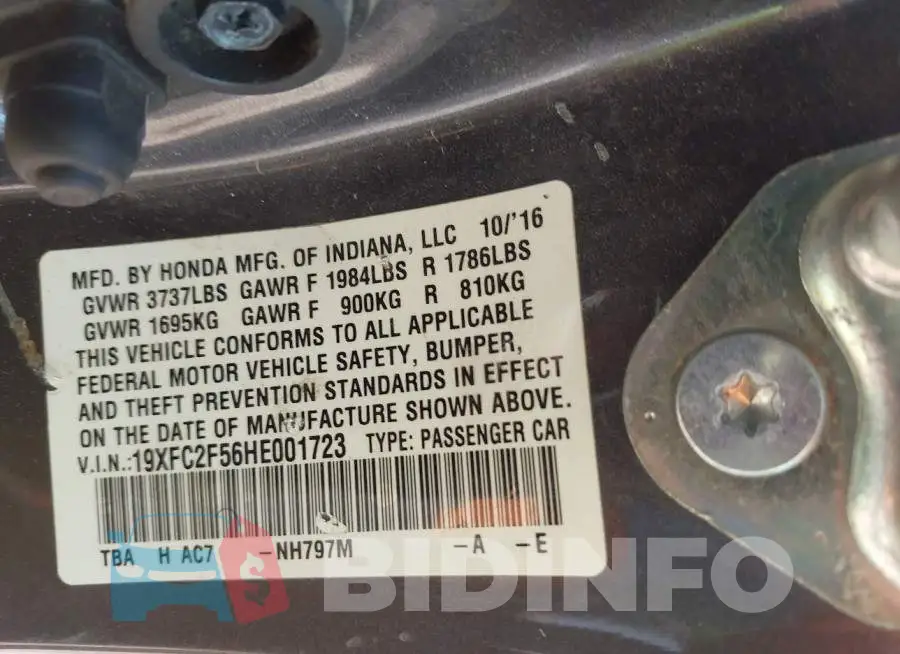 19XFC2F56HE001723 Photo# 9