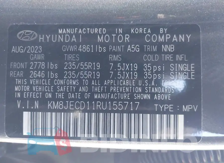 KM8JECD11RU155717 Photo# 9