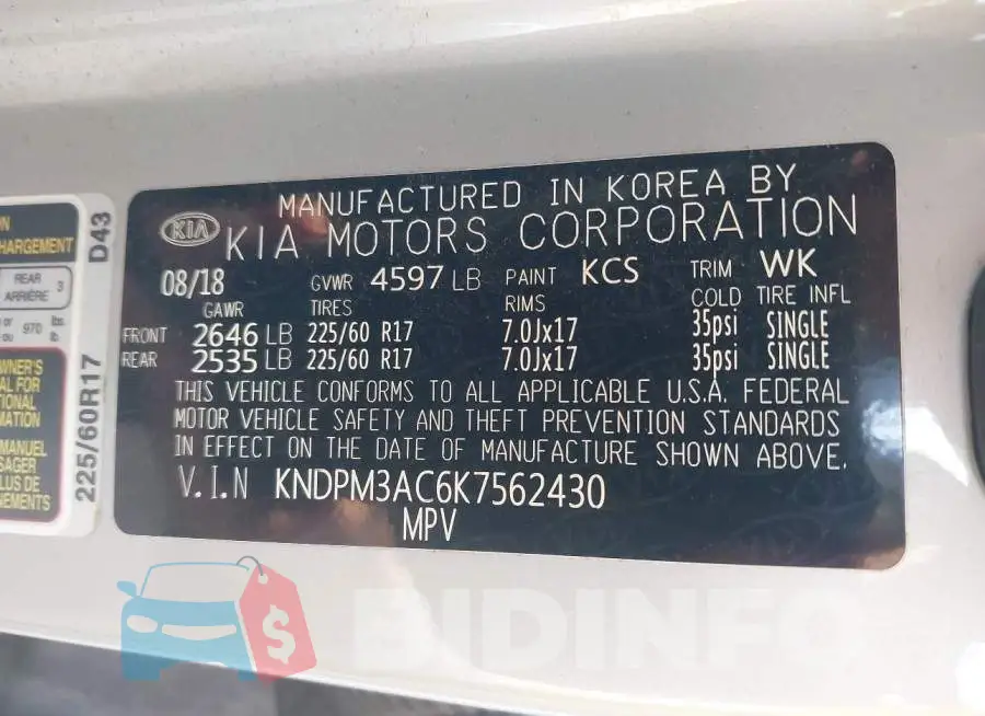 KNDPM3AC6K7562430 Photo# 9