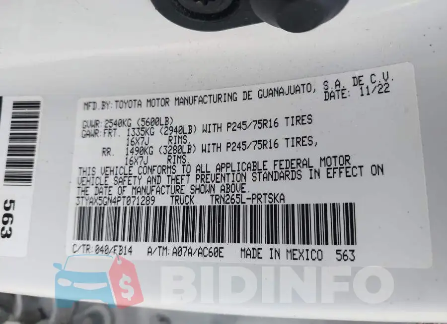 3TYAX5GN4PT071289 Photo# 9