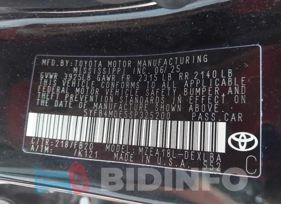5YFB4MDE5SP325200 Photo# 9