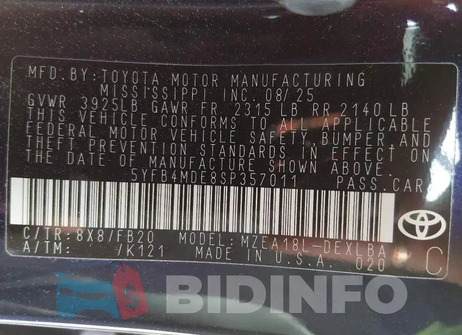 5YFB4MDE8SP357011 Photo# 9