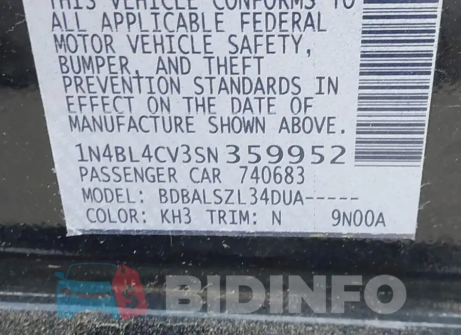 1N4BL4CV3SN359952 Photo# 9