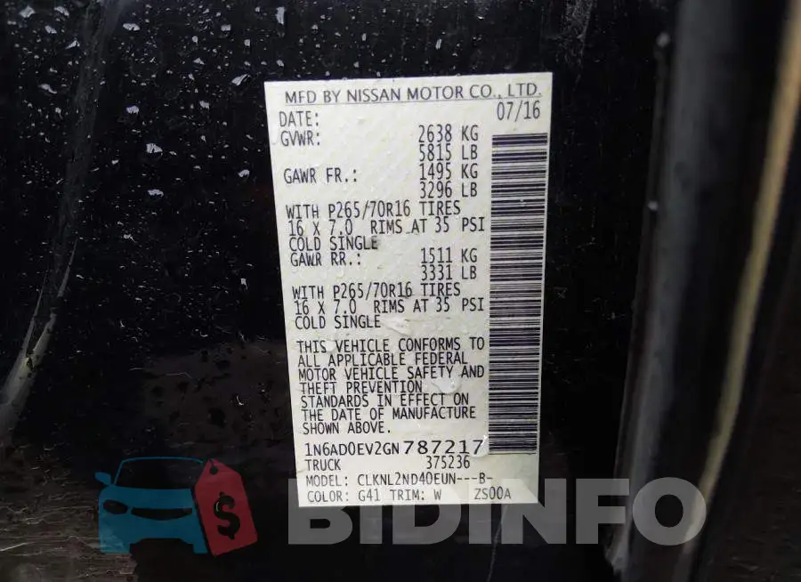 1N6AD0EV2GN787217 Photo# 9