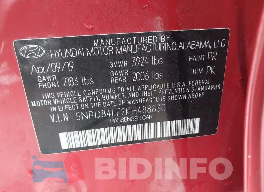 5NPD84LF2KH488830 Photo# 9