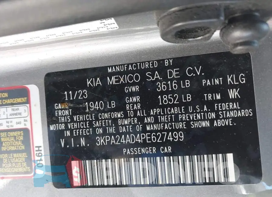 3KPA24AD4PE627499 Photo# 9