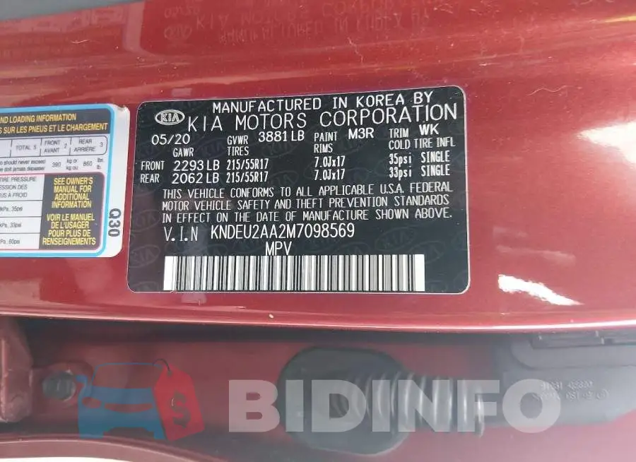 KNDEU2AA2M7098569 Photo# 9