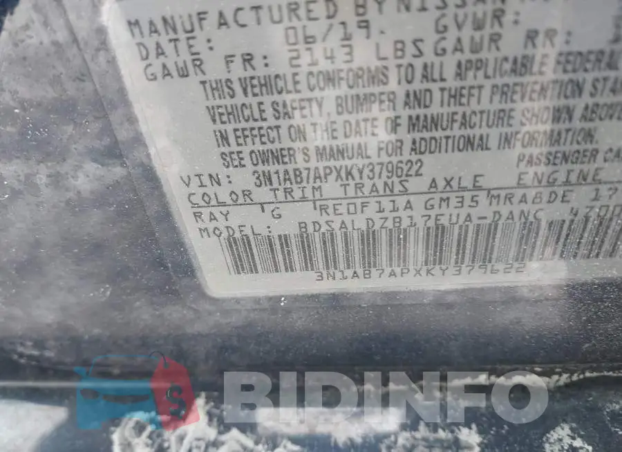 3N1AB7APXKY379622 Photo# 9