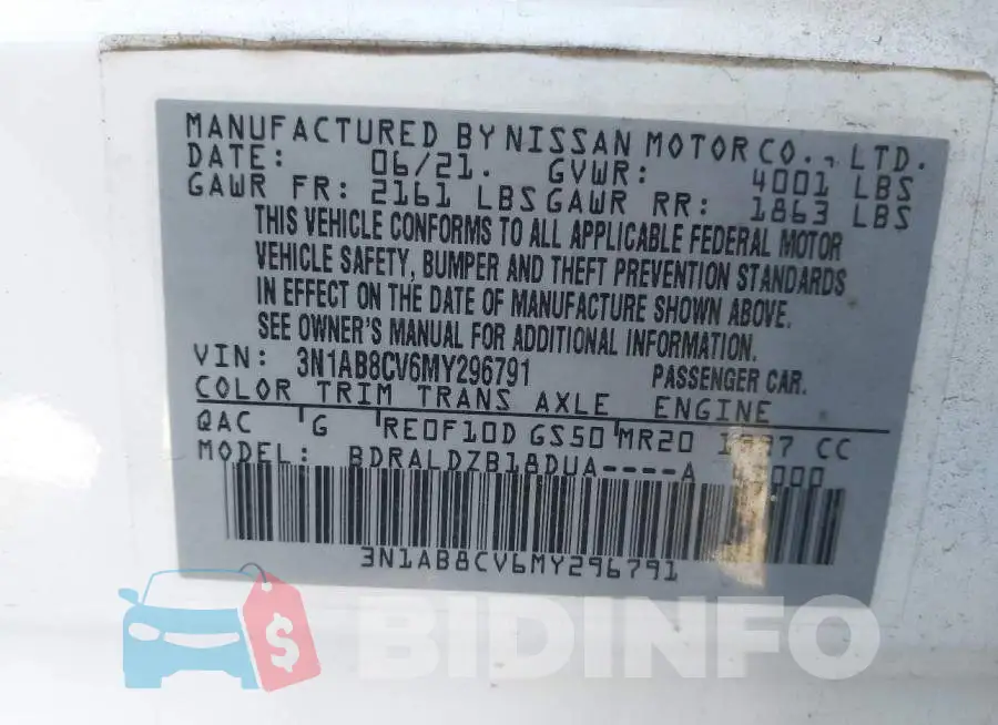 3N1AB8CV6MY296791 Photo# 9