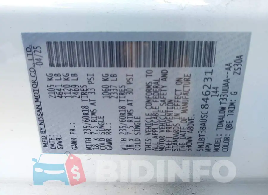 5N1BT3BA0SC846231 Photo# 9