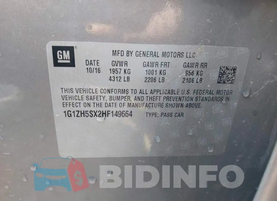 1G1ZH5SX2HF149664 Photo# 9
