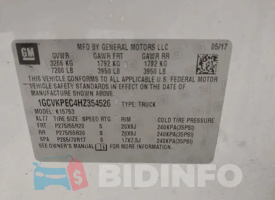 1GCVKPEC4HZ354526 Photo# 9