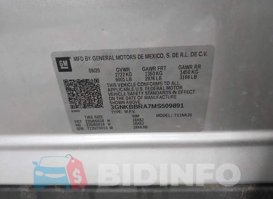 3GNKBBRA7MS509891 Photo# 9