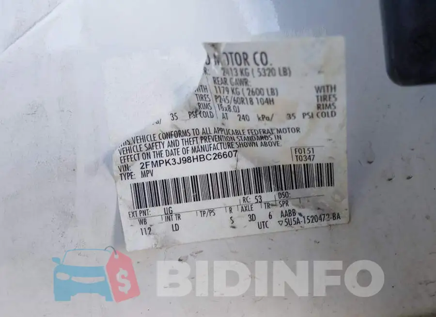 2FMPK3J98HBC26607 Photo# 9