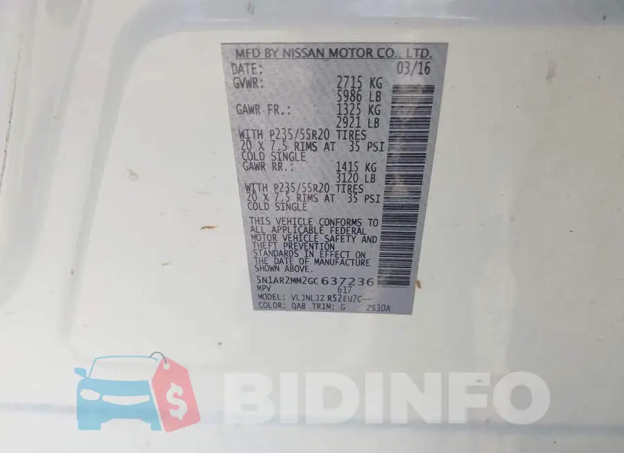 5N1AR2MM2GC637236 Photo# 9