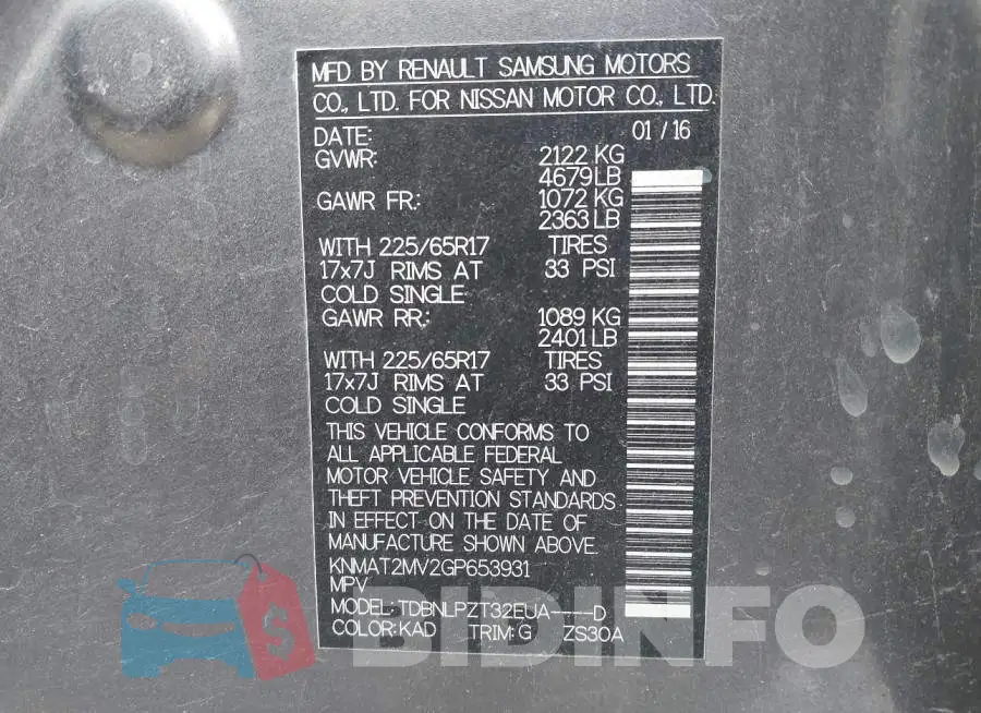 KNMAT2MV2GP653931 Photo# 9