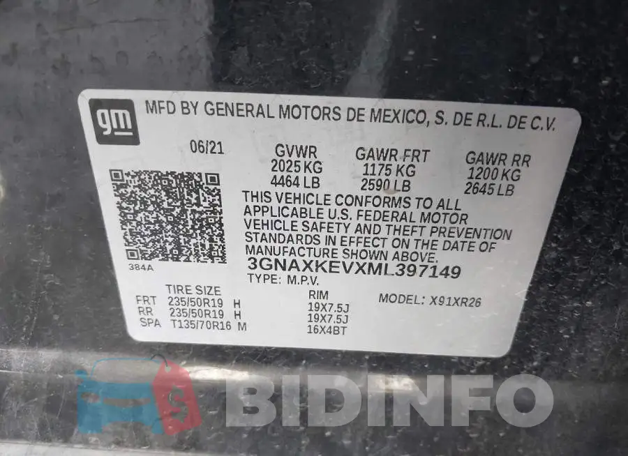3GNAXKEVXML397149 Photo# 9