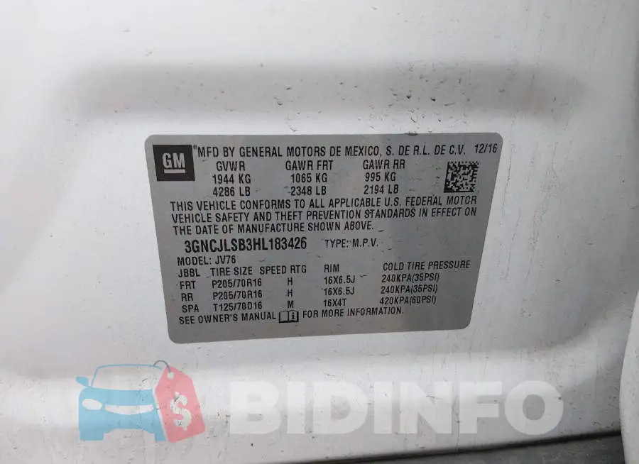 3GNCJLSB3HL183426 Photo# 9
