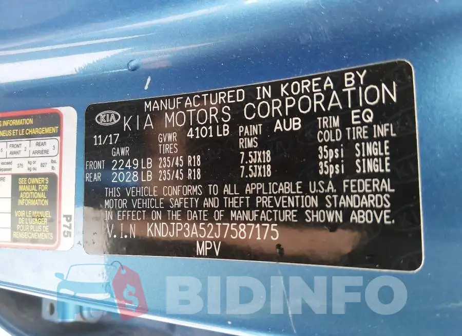 KNDJP3A52J7587175 Photo# 9