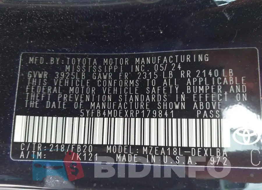 5YFB4MDEXRP179841 Photo# 9