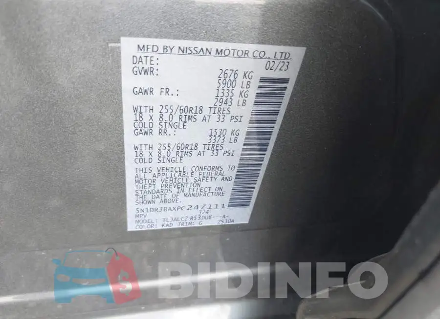 5N1DR3BAXPC247111 Photo# 9