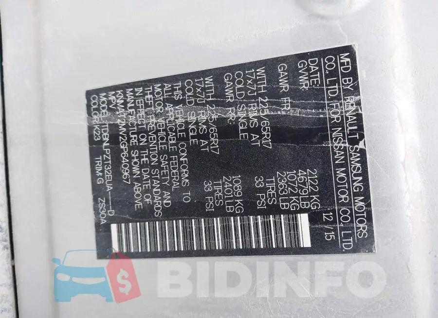 KNMAT2MV2GP640967 Photo# 9