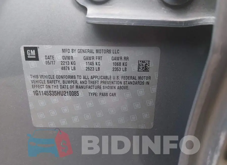 1G1145S35HU210085 Photo# 9