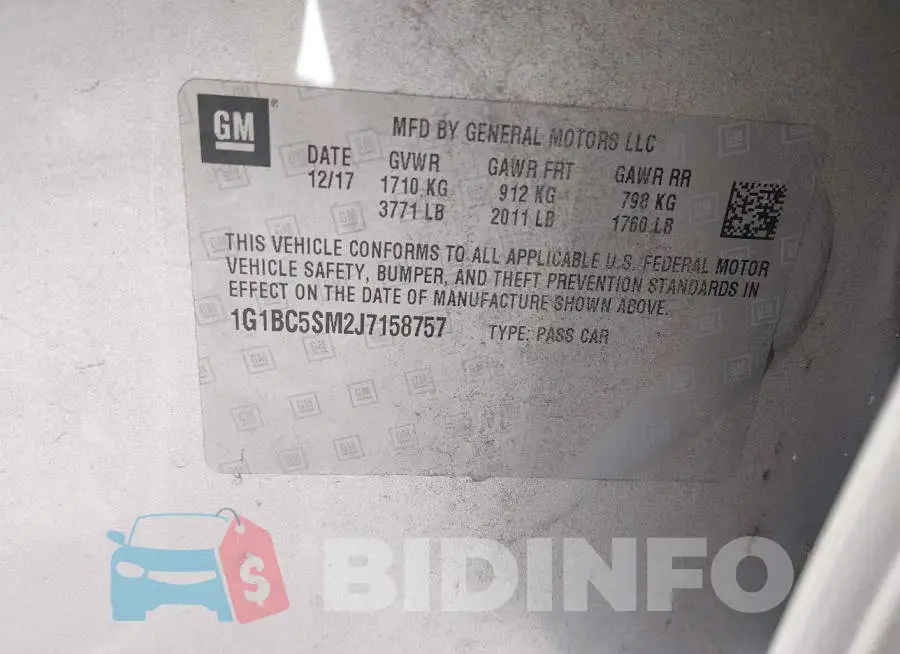 1G1BC5SM2J7158757 Photo# 9