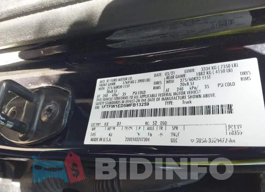 1FTFW1ED5MFB13259 Photo# 9