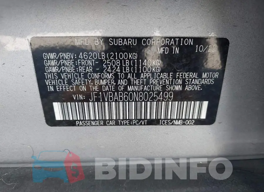 JF1VBAB60N8025499 Photo# 9