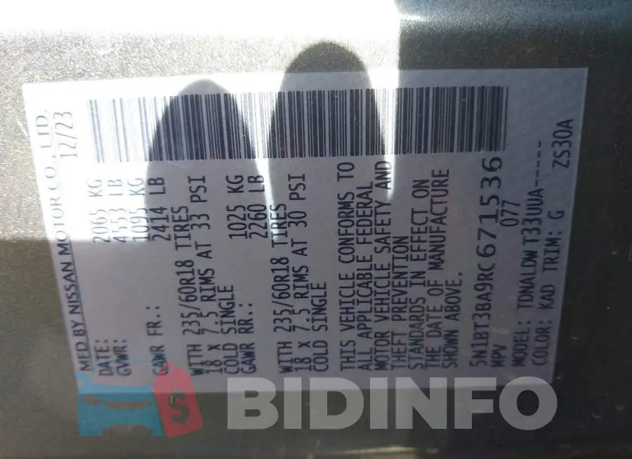 5N1BT3BA9RC671536 Photo# 9