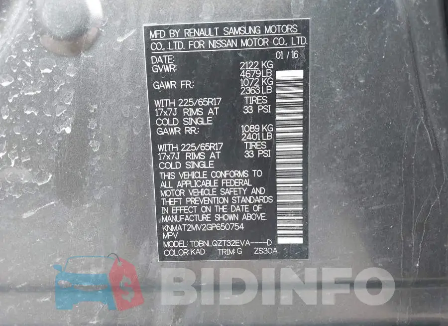 KNMAT2MV2GP650754 Photo# 9