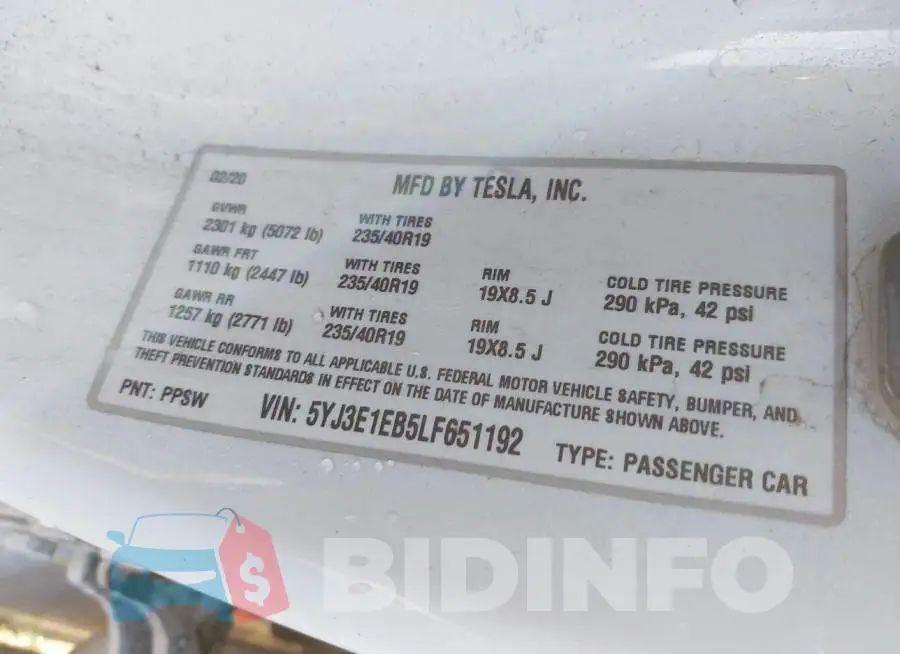 5YJ3E1EB5LF651192 Photo# 9