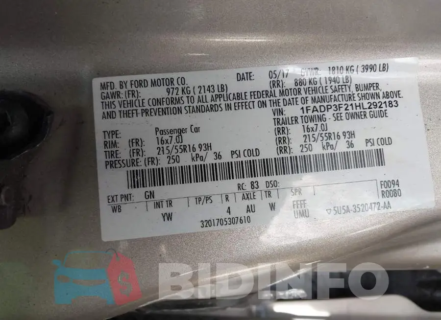 1FADP3F21HL292183 Photo# 9