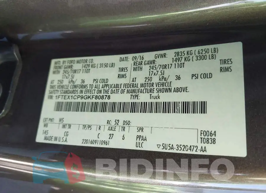 1FTEX1CP9GKF80878 Photo# 9