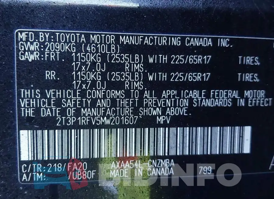 2T3P1RFV5MW201607 Photo# 9