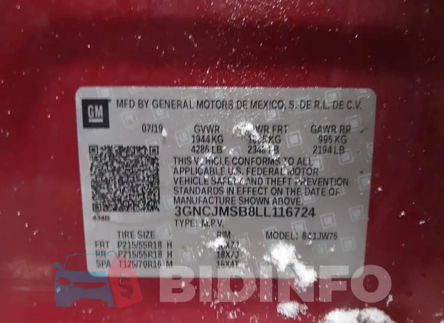 3GNCJMSB8LL116724 Photo# 9