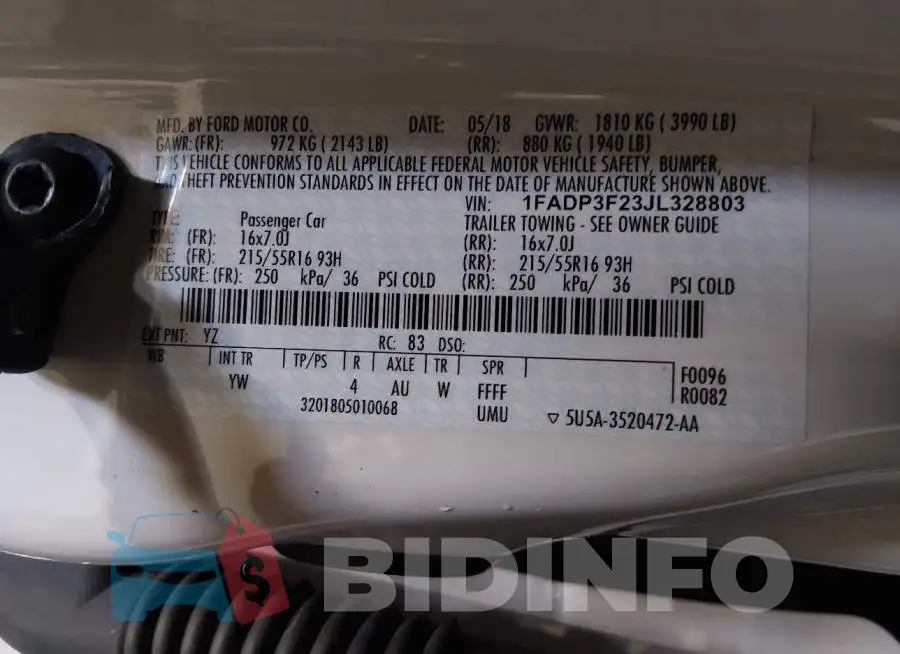 1FADP3F23JL328803 Photo# 9