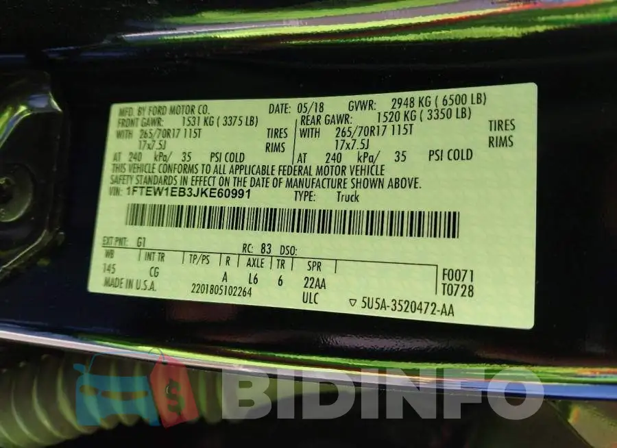 1FTEW1EB3JKE60991 Photo# 9