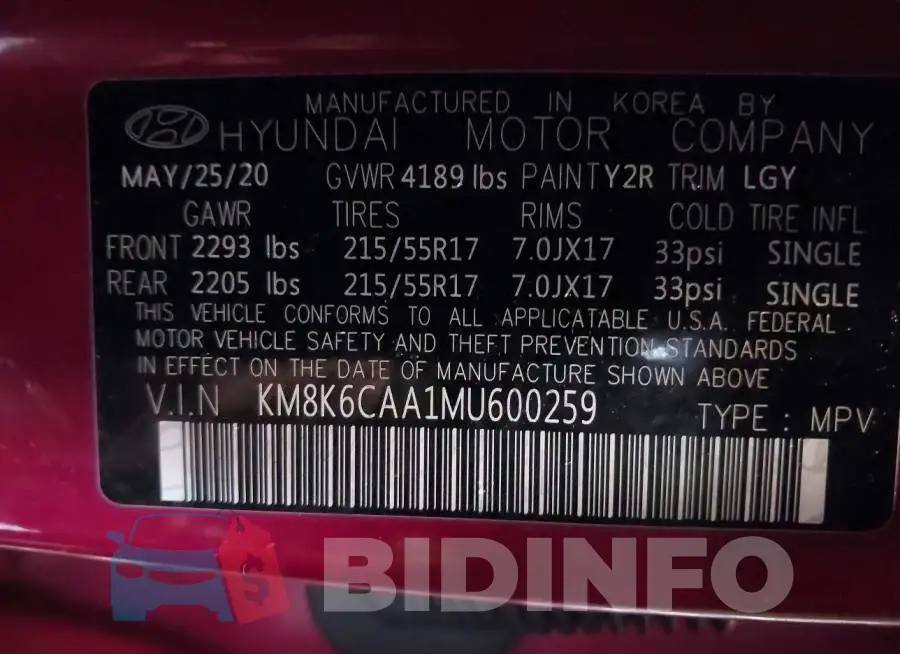 KM8K6CAA1MU600259 Photo# 9