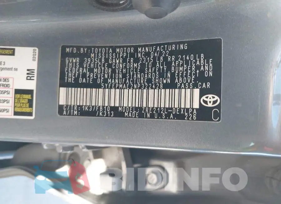 5YFEPMAE2NP322428 Photo# 9